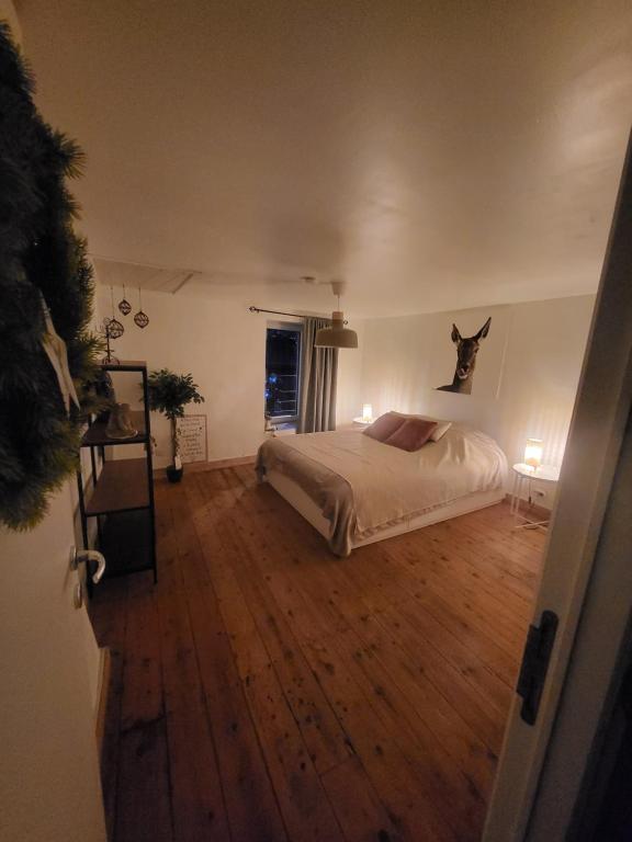 Postel nebo postele na pokoji v ubytování Le Grand Cerf gîte citadin