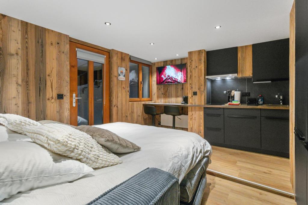 Kuchyň nebo kuchyňský kout v ubytování Studio rénové au centre de Saas-Fee