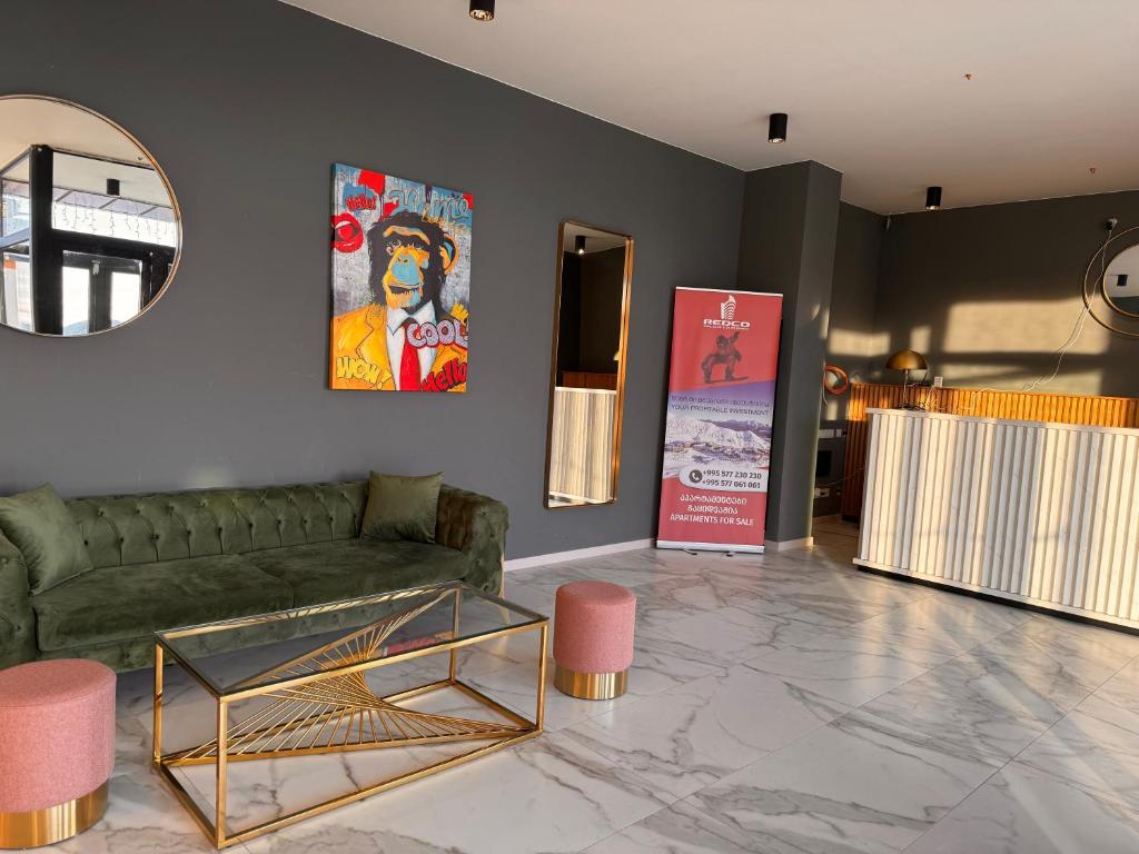 Posezení v ubytování Luxury apartment with bedroom, new gudauri