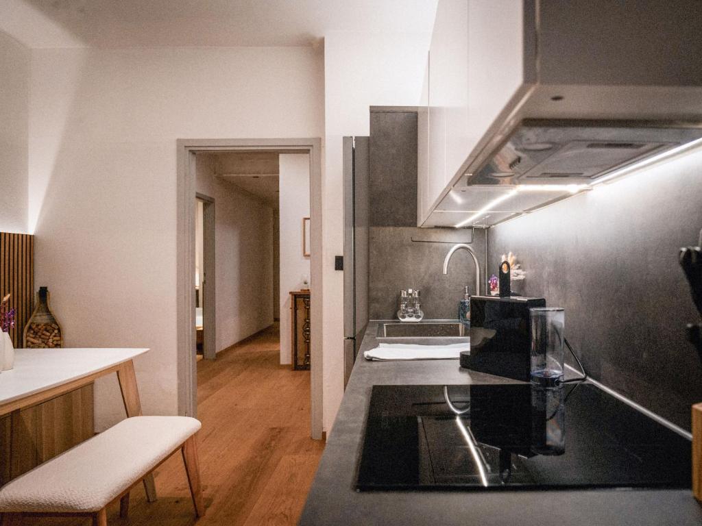 Kuchyňa alebo kuchynka v ubytovaní Bergblick Apartment in Zentrumsnähe mit Garage