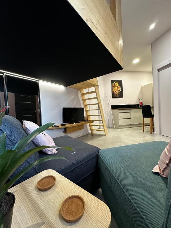 un salon avec un canapé et une table dans l'établissement Le Studio de l 'Avenue, à Valence