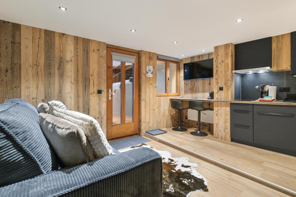 Kuchyň nebo kuchyňský kout v ubytování Studio rénové au centre de Saas-Fee
