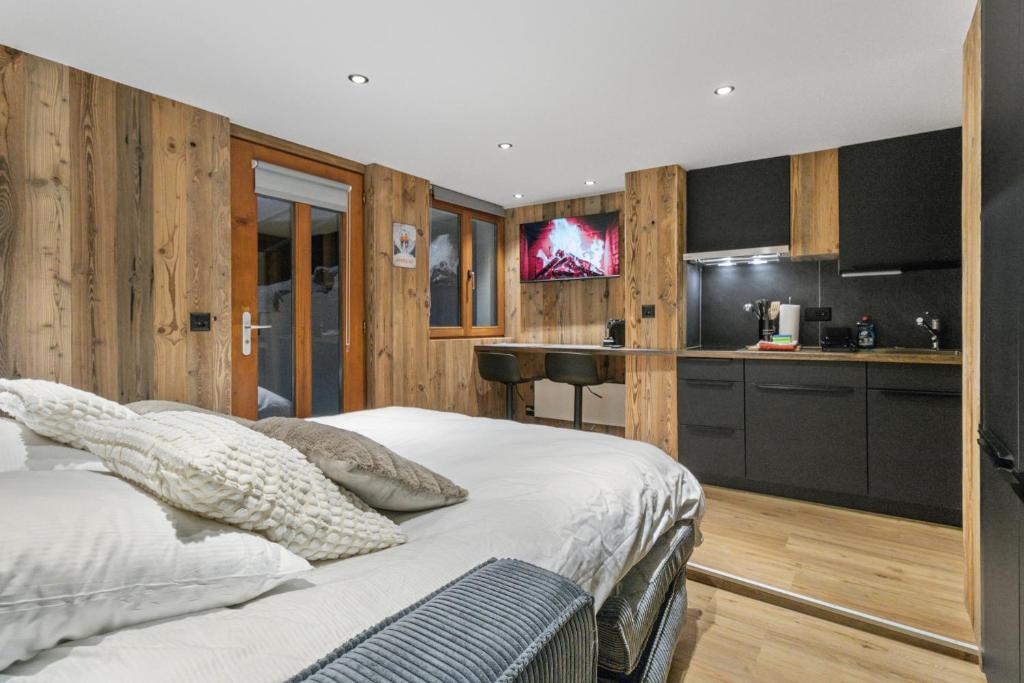 Kuchyň nebo kuchyňský kout v ubytování Studio rénové au centre de Saas-Fee