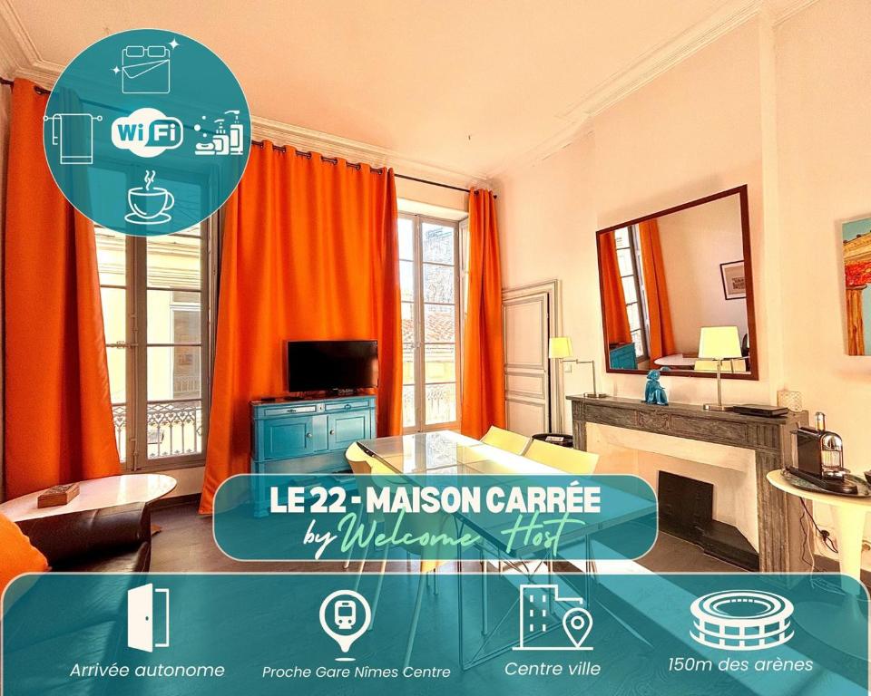 TV a/nebo společenská místnost v ubytování Le 22, T3 centre Nîmes Maison Carrée, 2 chambres