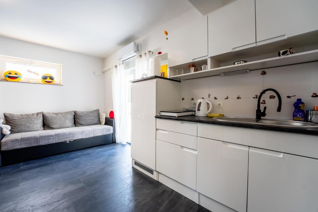 Kuchyň nebo kuchyňský kout v ubytování Studio Apartman Smiley