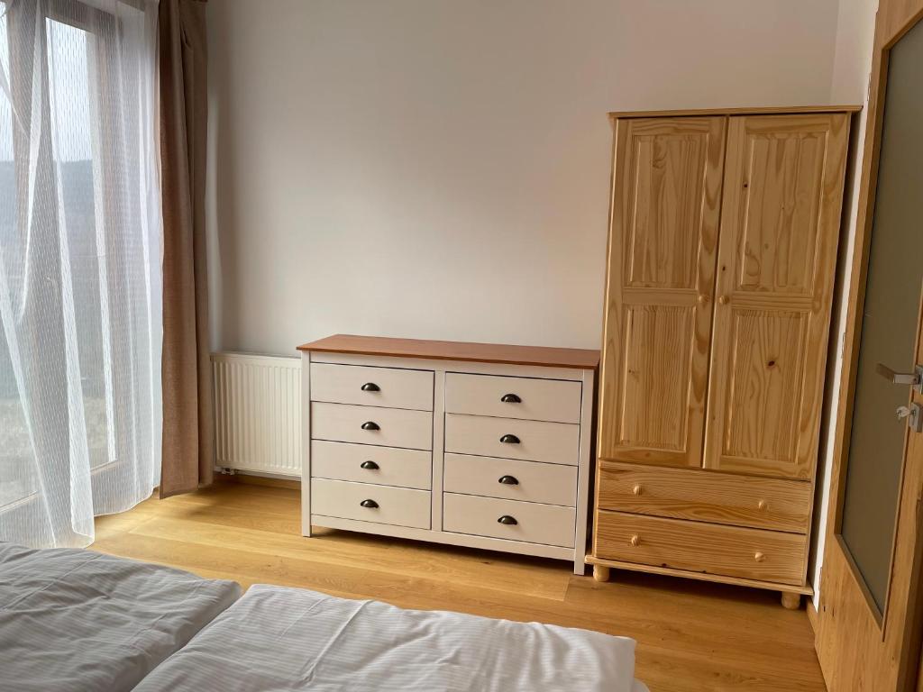 Postel nebo postele na pokoji v ubytování Chata Smrčka