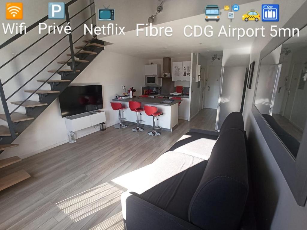 Duplex Autonome Cosy à Paris Roissy CDG - One-Bedroom Apartment