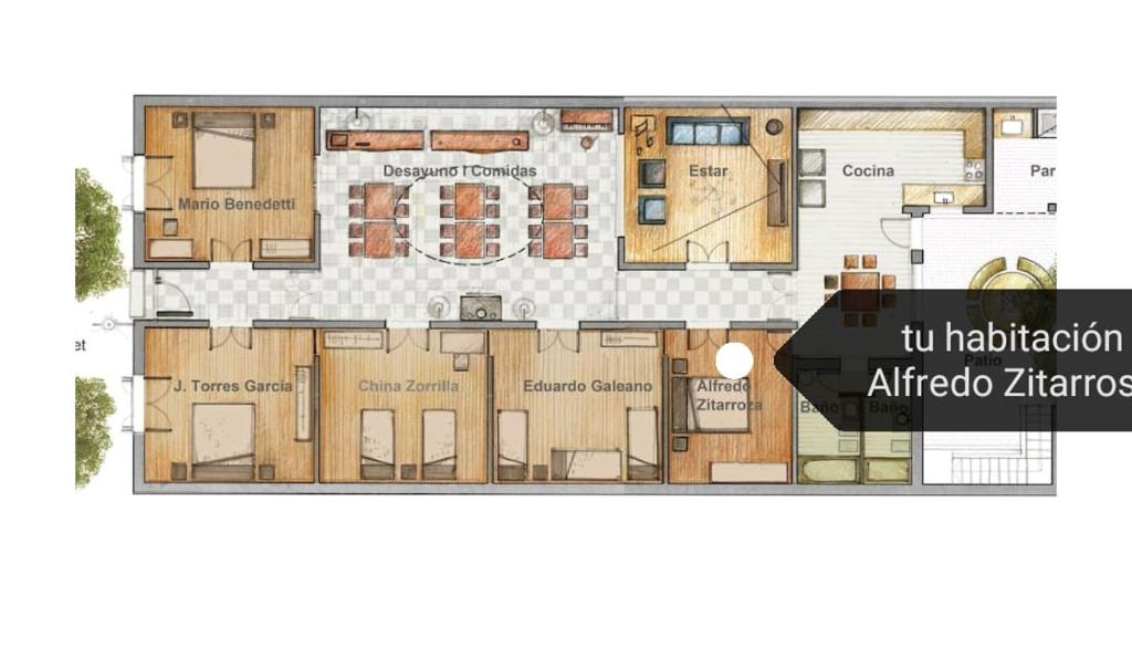 Půdorys ubytování Habitaciones en Casa Céntrica cerca de todo