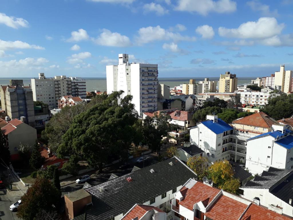an aerial view of a city with tall buildings at Amanecer mensajero in San Bernardo
