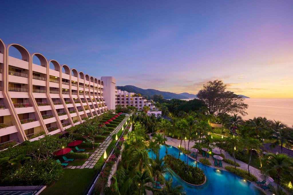 an aerial view of a resort with a swimming pool at PARKROYAL Penang Resort in Batu Ferringhi