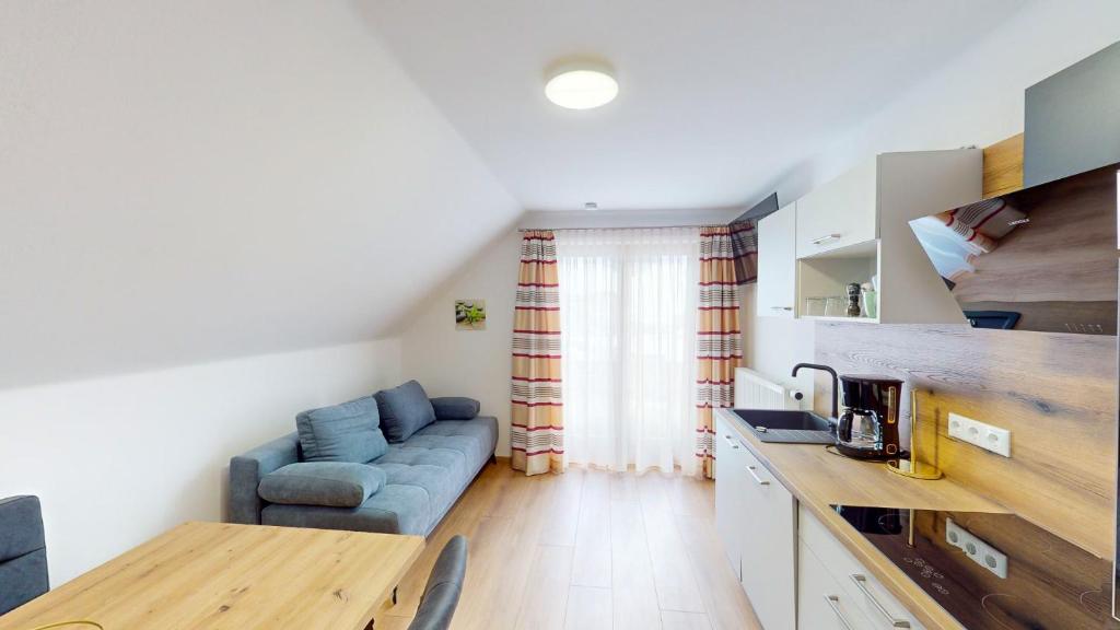 Kuchyň nebo kuchyňský kout v ubytování Bräuhaus Appartements