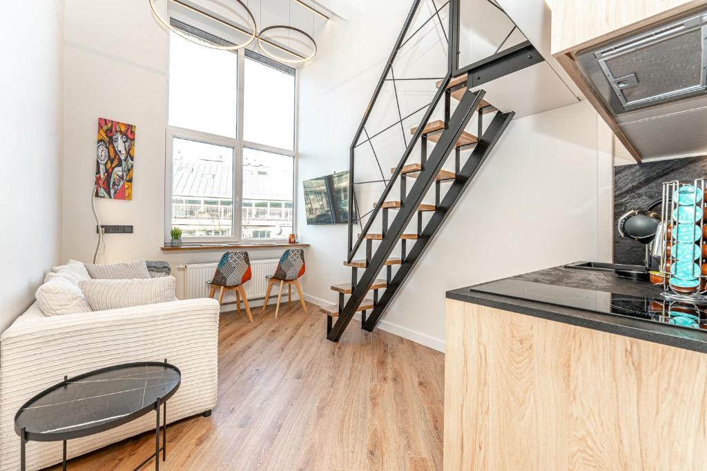 Χώρος καθιστικού στο Cozy loft in city center