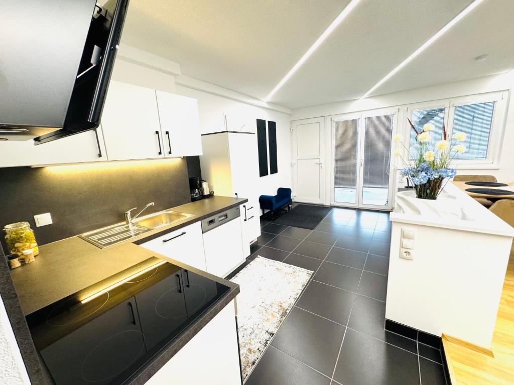 Kuchyň nebo kuchyňský kout v ubytování Ferienwohnung Wanderlust