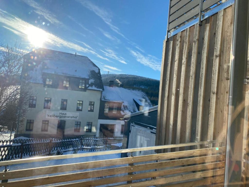 a view from a window of a building at Ferienwohnung Leadro in Kurort Oberwiesenthal