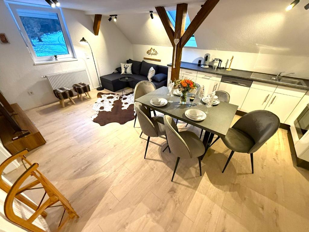 Nhà bếp/bếp nhỏ tại Natur-Apartment am Großen Arber Netflix WIFI
