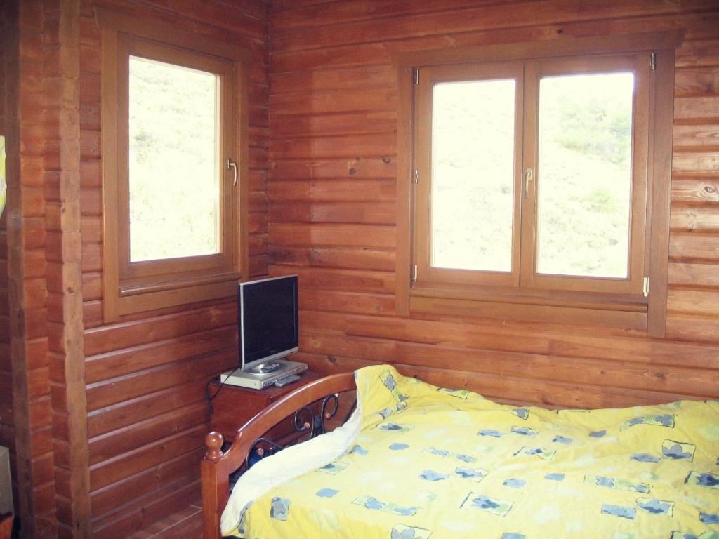 TV a/nebo společenská místnost v ubytování Agros Timber Log House