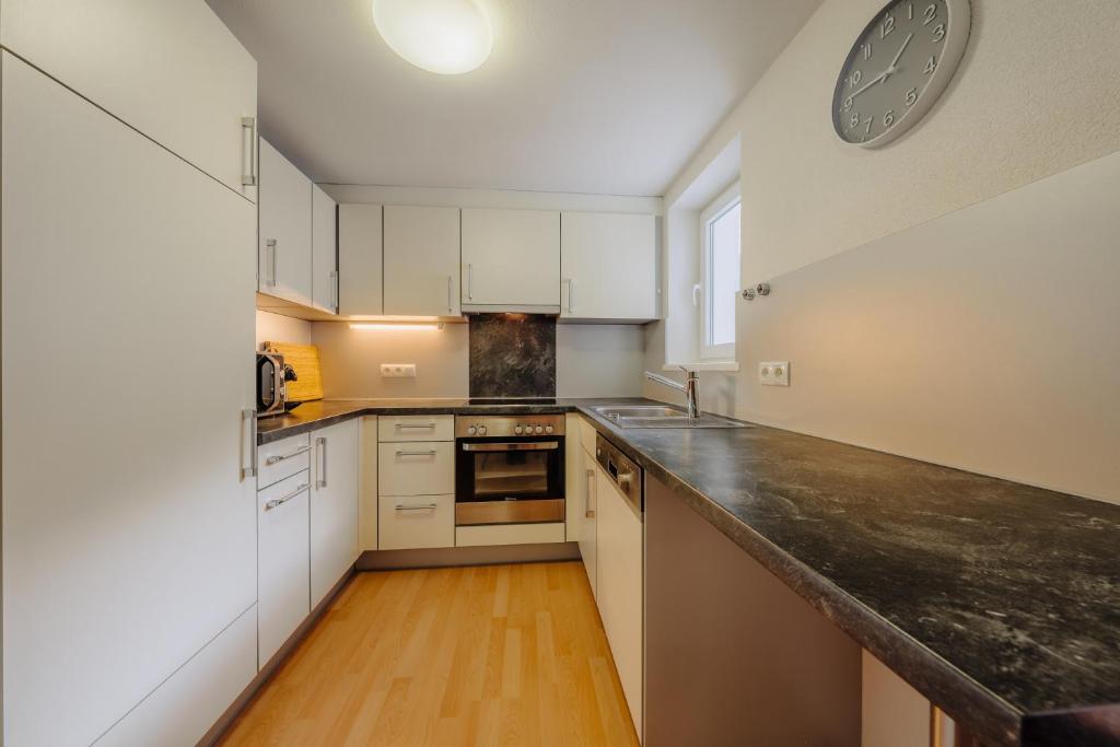 Kuchyň nebo kuchyňský kout v ubytování Berghof Apartment Rodund