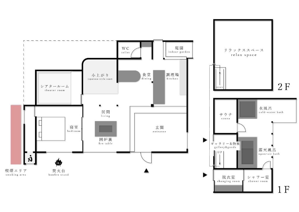 Půdorys ubytování "サウナ露天風呂貸切" いすみ市一棟貸し古民家ホテル tokoro hotel Isumi