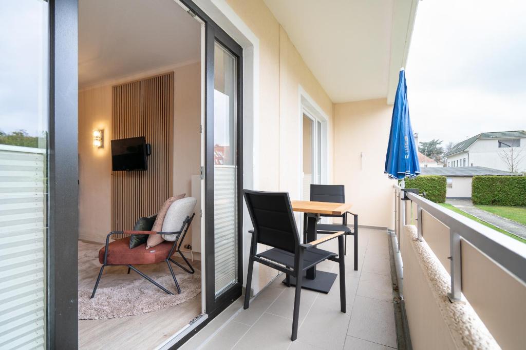 Balkón nebo terasa v ubytování Das Solaris 16 Beach Apartment strandnah und hundefreundlich