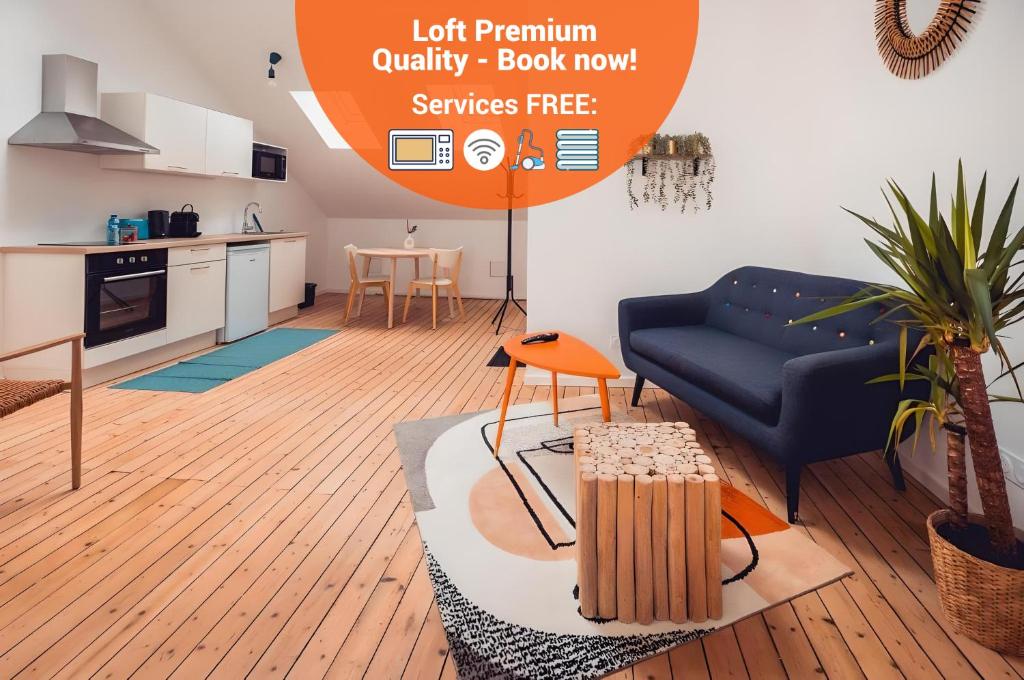 Η κουζίνα ή μικρή κουζίνα στο Loft lumineux très spacieux - Parking gratuit