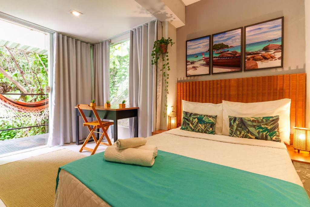 Cama ou camas em um quarto em Bamboo Rio Hostel