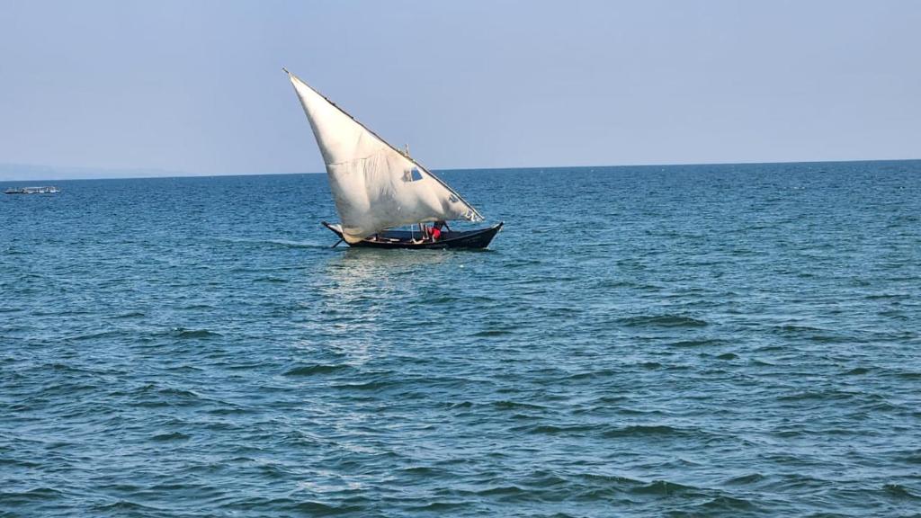 Homa BayArch-Villa Resort&Camping Site Mfangano Island的水中的小帆船