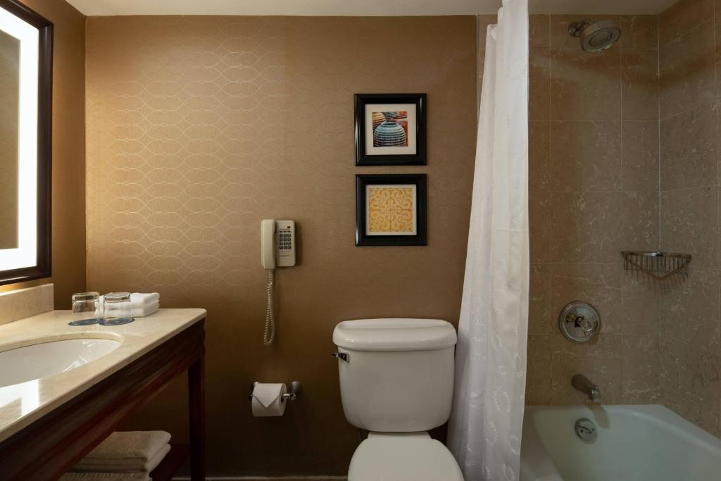 a bathroom with a toilet and a sink and a phone at Sheraton Santo Domingo in Santo Domingo