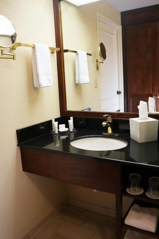a bathroom with a sink and a mirror at Miami Marriott Dadeland in Miami