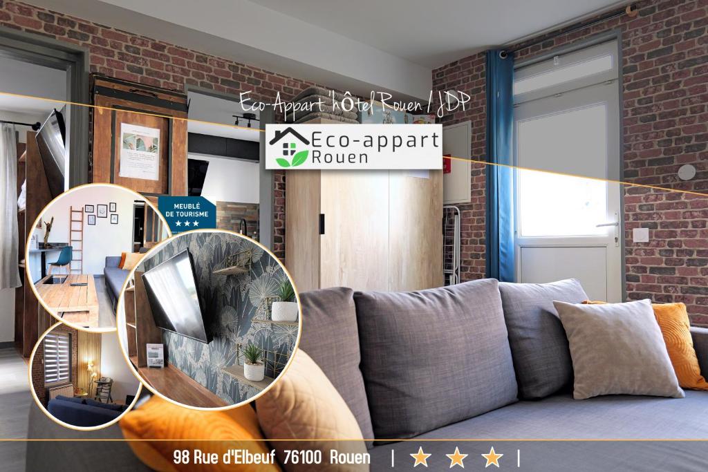 Χώρος καθιστικού στο Eco-Appart'hôtel Rouen - JDP