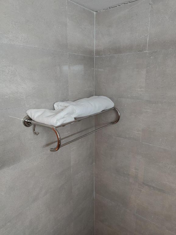 a towel rack in a shower in a bathroom at Nestle Luxury Homes 1 in Lucknow