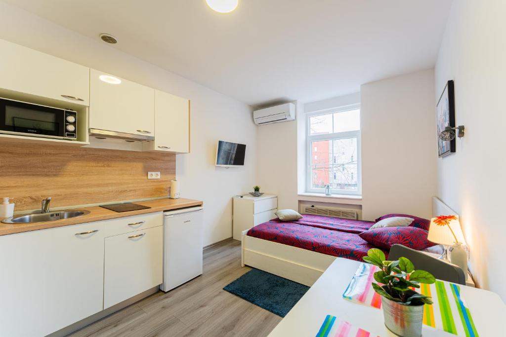 Köök või kööginurk majutusasutuses Flex SelfCheckIns 134 - Zagreb - Studio Apartment - Centre