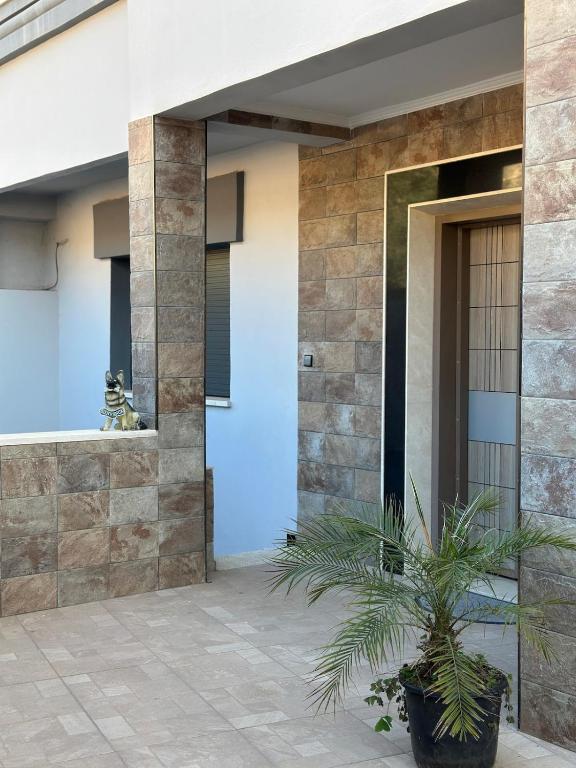 a plant in a pot in front of a building at Luxury Terrace Apartment in Al Hoceïma