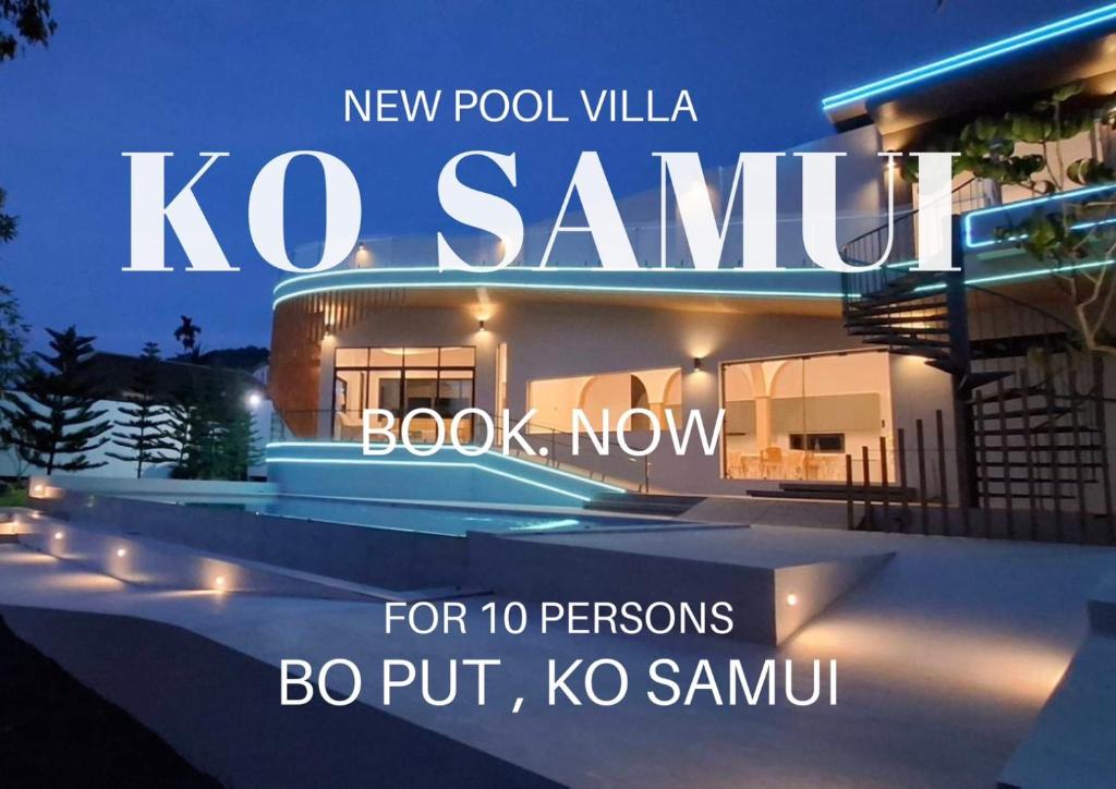 a flyer for a new pool villa koi samunit at night at Celine House by Craft Village in Chaweng