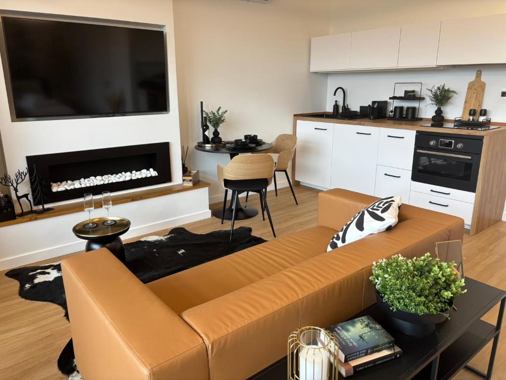 Kuchyň nebo kuchyňský kout v ubytování Hello Pilis Apartments