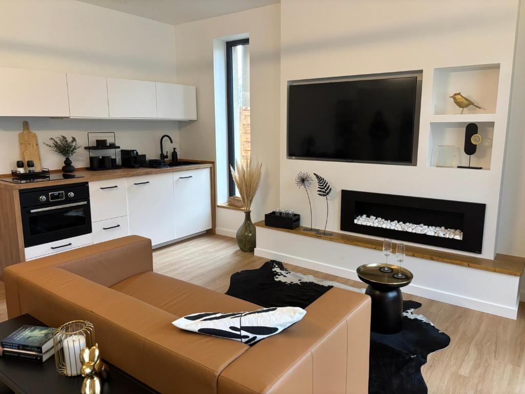 Kuchyň nebo kuchyňský kout v ubytování Hello Pilis Apartments