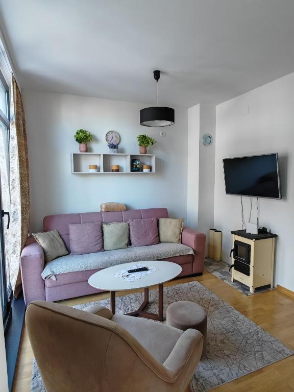 Una televisión o centro de entretenimiento en Apartman Monika Wind Resort