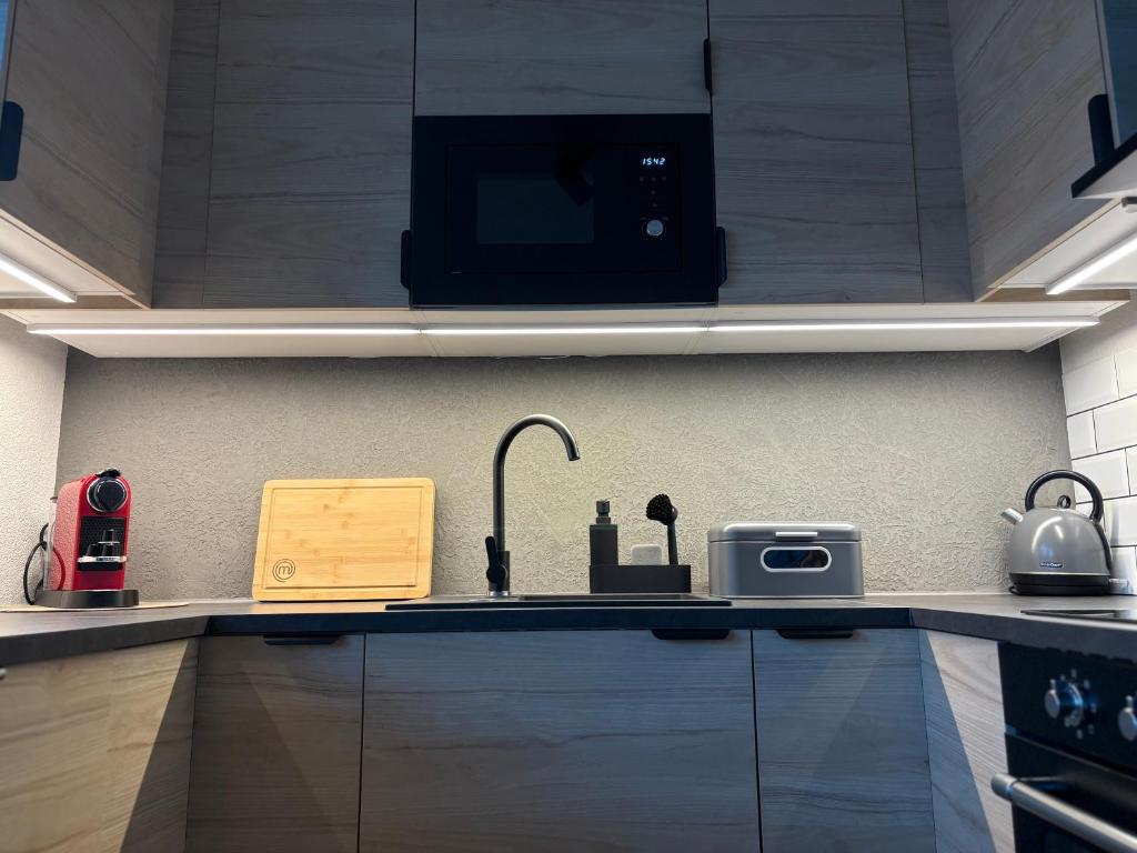 Kuchyň nebo kuchyňský kout v ubytování Apartmány Faunapark
