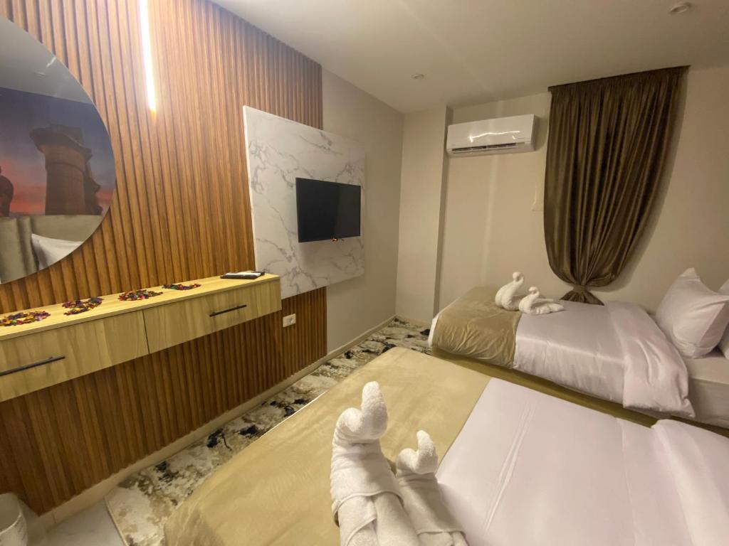 TV a/nebo společenská místnost v ubytování Giza Pyramids Boutique Hotel