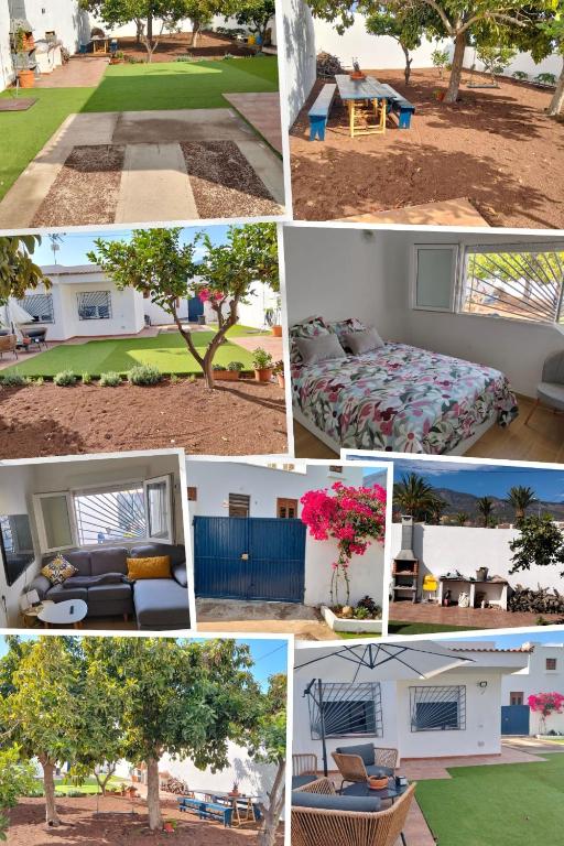 a collage of pictures of houses andyards at La casita in Arafo