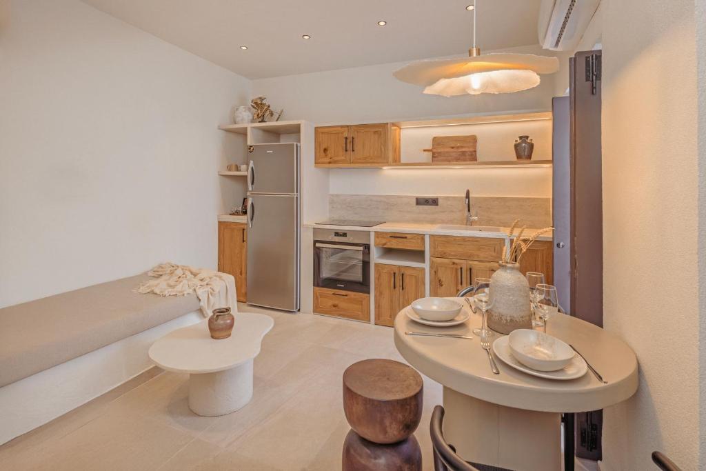 Kuchyň nebo kuchyňský kout v ubytování Noema Lindos - Agapitos Apartment