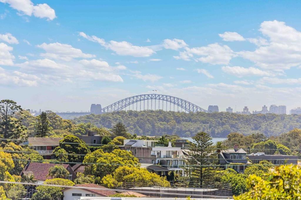 a view of the sydney harbour bridge from the city at Harbour view new year firework in Sydney
