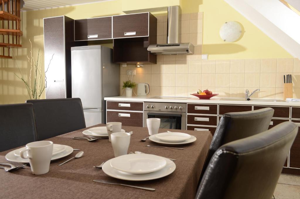 Kuchyň nebo kuchyňský kout v ubytování Sopocki Dwór Apartments