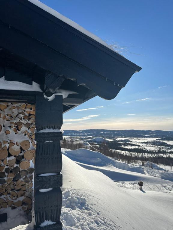 a view of a house in the snow at Chalet Skogshorn in Markegardlian
