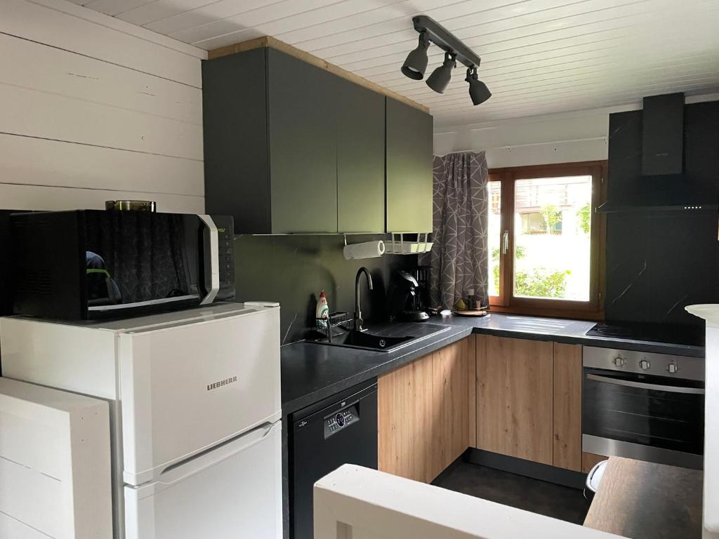 Kuchyň nebo kuchyňský kout v ubytování Chalet Le Daim La Boverie