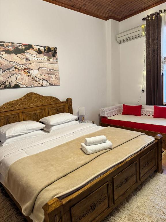 Voodi või voodid majutusasutuse Guesthouse Hoxha toas