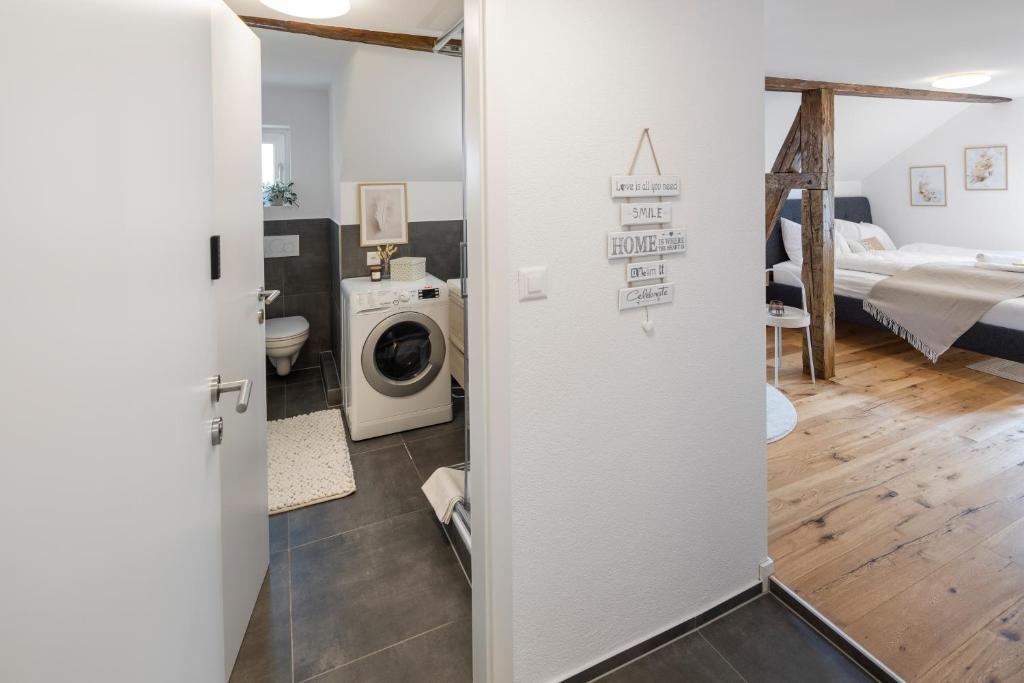 Postel nebo postele na pokoji v ubytování Klara 1034 - Olma, Spital, Uni St- Gallen