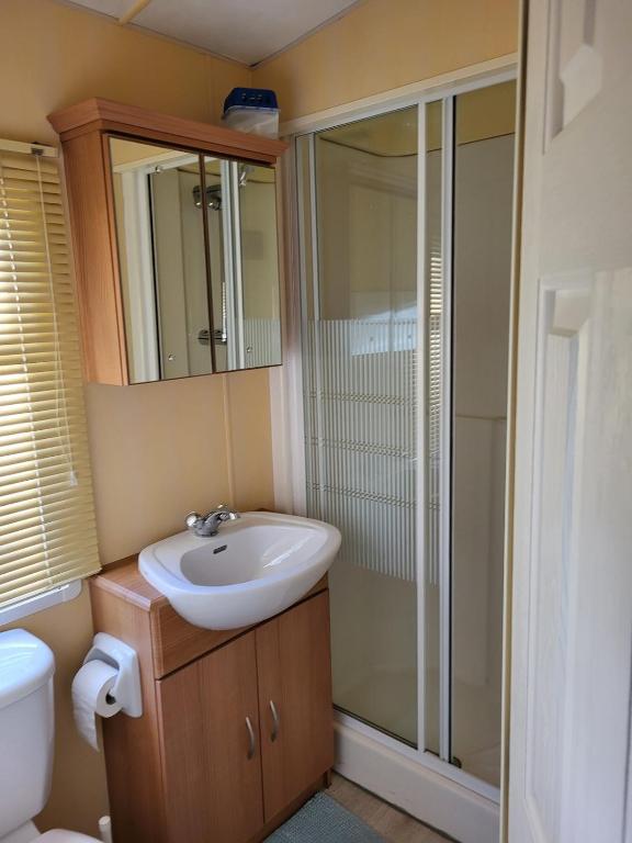 Koupelna v ubytování Gerenoveerd chalet met tuin