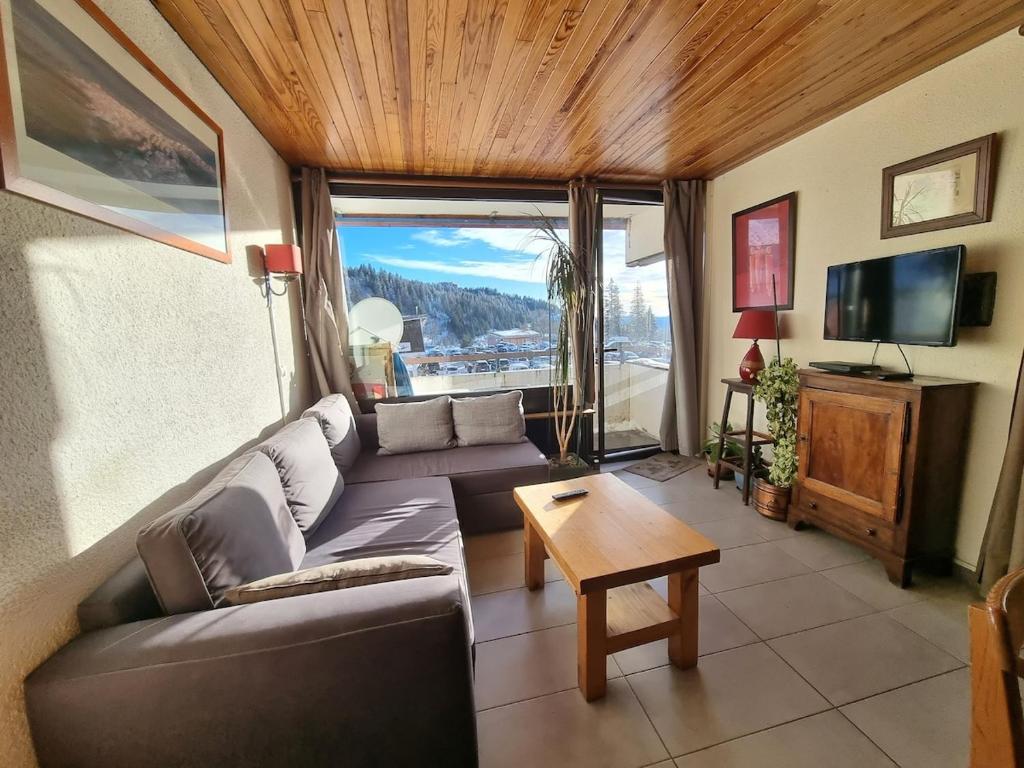 TV a/nebo společenská místnost v ubytování Logement entier, plein sud, pied des pistes, Chamrousse 1650