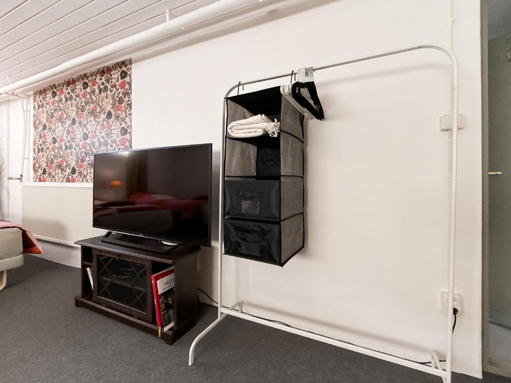 TV a/nebo společenská místnost v ubytování Lantligt gästrum med gratis wifi & bastu