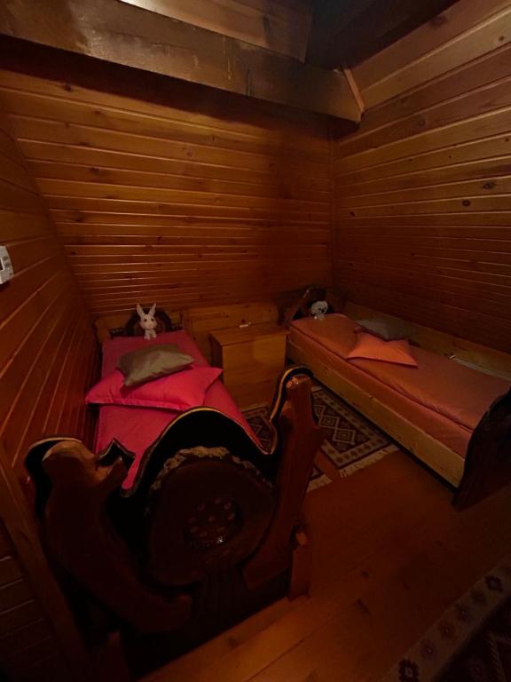 RohiaにあるSatul lui Traianの屋根裏部屋 キャビン内のベッド2台付
